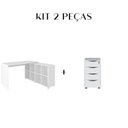 Ver imagem 3 de Conjunto 2 Peças com Escrivaninha em L e Gaveteiro Bit Organizador com Chave 4 Gavetas 8 Nichos 135C 100% MDF