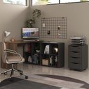 Ver imagem 1 de Conjunto 2 Peças com Escrivaninha em L e Gaveteiro Bit Organizador com Chave 4 Gavetas 8 Nichos 135C 100% MDF