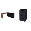 Ver imagem 2 de Conjunto 2 Peças com Escrivaninha em L e Gaveteiro Bit Organizador com Chave 4 Gavetas 8 Nichos 135C 100% MDF