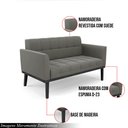Ver imagem 3 de Poltrona Namoradeira Decorativa Karen Pés Fixo em Madeira Preto Suede Grafite G19 - Gran Belo