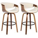 Ver imagem 1 de Kit 2 Banqueta para Cozinha Giratória Base de Madeira com Apoio Nicole Bege/Creme