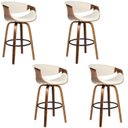 Ver imagem 1 de Kit 4 Banqueta para Cozinha Giratória Base de Madeira com Apoio Nicole Bege/Creme