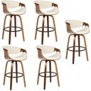 Ver imagem 1 de Kit 5 Banqueta para Cozinha Giratória Base de Madeira com Apoio Nicole Bege/Creme