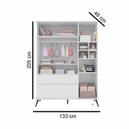 Guarda-Roupa Infantil Melinda Branco 100% MDF 3 Portas e 2 Gavetas - Phoenix Baby - 3