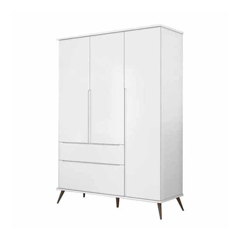 Guarda-Roupa Infantil Melinda Branco 100% MDF 3 Portas e 2 Gavetas - Phoenix Baby