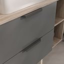 Ver imagem 2 de Gabinete Banheiro Volcano 80cm (armário + Cuba + Espelheira + Tampo Vidro) Madeirado / Cinza