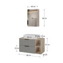 Ver imagem 5 de Gabinete Banheiro Volcano 80cm (armário + Cuba + Espelheira + Tampo Vidro) Madeirado / Cinza