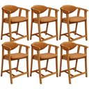 Ver imagem 1 de Kit 06 Banquetas Baixa para Cozinha Sala Jantar Bancada Cecília L02 Couríssimo Canela - Lyam Decor