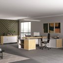 Ver imagem 1 de Kit 2 Peças com Mesa Presidente em Tamburato e Balcão Organizador com Gavetas