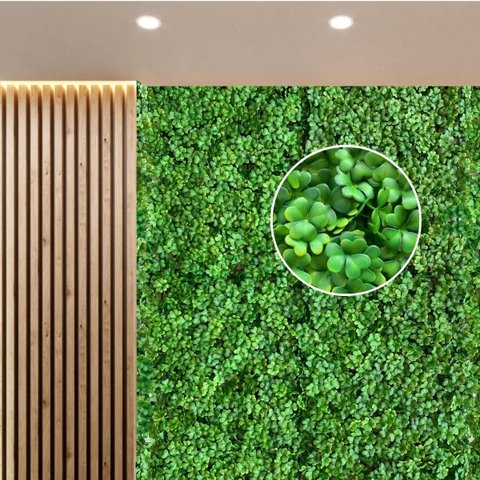 10 Placas Trevo Artificial para Decoração Morderna em Casa e Escritório Folhagem e Textura Realista