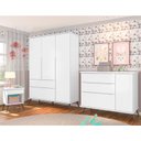 Ver imagem 2 de Jogo de Quarto Infantil Retrô Melinda Guarda Roupa, Cômoda com Porta e Mesinha Branco - Phoenix Baby