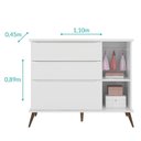Ver imagem 6 de Jogo de Quarto Infantil Retrô Melinda Guarda Roupa, Cômoda com Porta e Mesinha Branco - Phoenix Baby