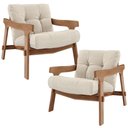 Ver imagem 1 de Kit 02 Poltronas Decorativa Fixa para Sala Living Ikary L02 Canela Linho Palha - Lyam Decor