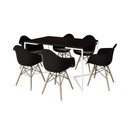 Ver imagem 6 de Mesa Jantar Industrial Retangular Preta 137X90Cm Base V Ferro Branco C/6 Poltronas Preta Mad Preto