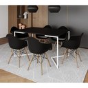 Ver imagem 1 de Mesa Jantar Industrial Retangular Preta 137X90Cm Base V Ferro Branco C/6 Poltronas Preta Mad Preto