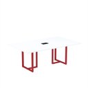 Ver imagem 1 de Mesa de Reunião Retangular com Power Box 200x90cm MR2000P25TUB Branco/Vermelho