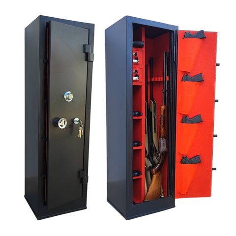 Cofre de 130x38x36 para 14 Armas (05) Longas e (09) Curtas com Coldres Cr Cac Eb Preto Forrado com C