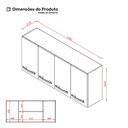Ver imagem 4 de Armário Aéreo Cozinha Marah 118cm 04 Portas Savana Off White - Desk Design