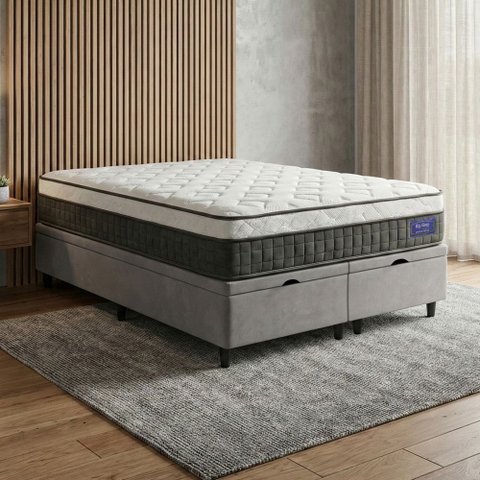 Cama Box Baú Colchão King Molas Ensacadas Euro In Atlantic 193x203x69cm