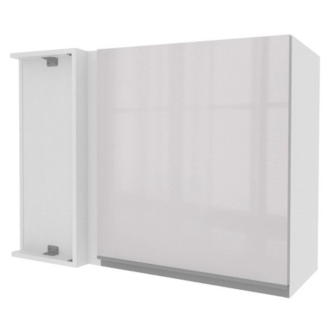 Armário Aéreo de Canto Madesa Acordes 100% MDF 1 Porta Branco Brilho Cor:Branco