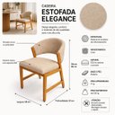 Ver imagem 5 de Cadeira Estofada Elegance Sala de Jantar Base Madeira Linho:Bege