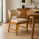 Ver imagem 7 de Cadeira Estofada Elegance Sala de Jantar Base Madeira Linho:Bege