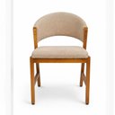 Ver imagem 3 de Cadeira Estofada Elegance Sala de Jantar Base Madeira Linho:Bege