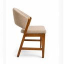 Ver imagem 2 de Cadeira Estofada Elegance Sala de Jantar Base Madeira Linho:Bege