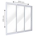 Ver imagem 3 de Porta de Alumínio de Correr Lateral 3 Folhas Móveis Vidro Temperado 235x250cm Lucasa Eccellente