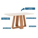 Ver imagem 2 de Mesa P/ Cozinha Lins Sc92 C/ Tampo Madeirado C/ Vidro Curvo 160x90cm Nature/off White - Henn