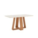 Ver imagem 3 de Mesa P/ Cozinha Lins Sc92 C/ Tampo Madeirado C/ Vidro Curvo 160x90cm Nature/off White - Henn