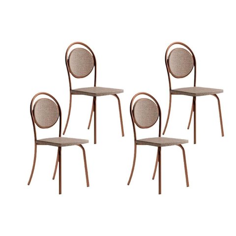Cadeira Sala de Jantar 1738 Kit 4 Uni Rose/linho Areia/courano Caramelo - Carraro