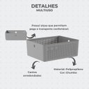 Ver imagem 3 de Cesto Flow Organizador Multiuso 34x27x15cm Chumbo