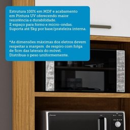 Cozinha Compacta 2 Peças com 4 Portas Torre Quente e Tampo 194cm 100% MDF Vicenza Espresso Móveis - 6