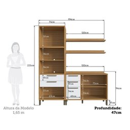 Cozinha Compacta 2 Peças com 4 Portas Torre Quente e Tampo 194cm 100% MDF Vicenza Espresso Móveis - 5