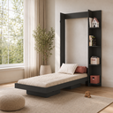 Ver imagem 1 de Cama Articulada Solteiro Vertical com 4 Prateleiras e 2 Nichos CV1085 80cm Grafite - Art In Móveis