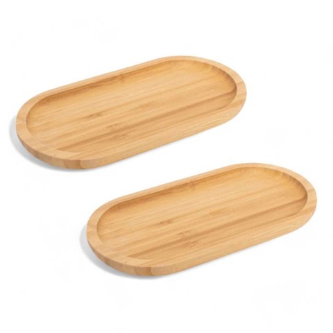 Kit 2 Bandeja Bambu Oval 24cm Travessa Ecokitchen - Mimo Style