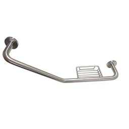 Barra de Apoio Angular com Saboneteira - BA-8004 - Escovado - 30x30 cm - 1