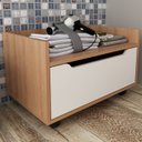 Ver imagem 2 de Balcao Gabinete 60 Cm 1 Gaveta e 4 Rodizios Bn3647 Amendoa Branco Tecno Mobili