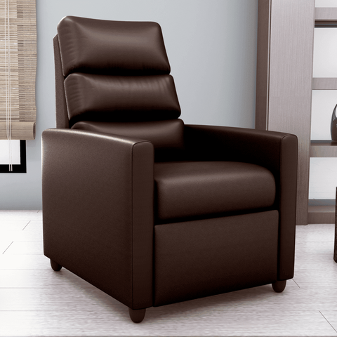 Poltrona Reclinável Lyon Sintético Marrom 69cm com Reclinação Manual para Sala