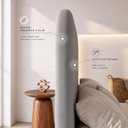Ver imagem 5 de Cama Box Base Casal com Cabeceira Zaya 138x188 Flutuante Estilo Japonesa Linho Cinza - Desk Design