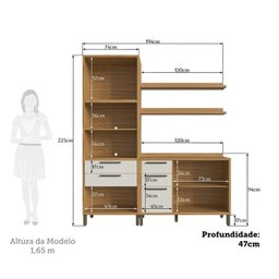 Cozinha Compacta 2 Peças com 4 Portas Torre Quente e Tampo 194cm 100% MDF Vicenza Espresso Móveis - 5