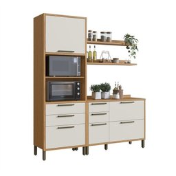 Cozinha Compacta 2 Peças com 4 Portas Torre Quente e Tampo 194cm 100% MDF Vicenza Espresso Móveis - 3