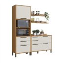 Ver imagem 3 de Cozinha Compacta Modulada 100% MDF 2 Peças 4 Portas Torre Quente e Tampo 194cm Vicenza Espresso Móveis Bege/Amêndoa/Off White