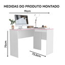 Ver imagem 4 de Escrivaninha em L Penteadeira Mesa de Canto para Quarto e Escritório - Jm3 Móveis:branco/rosa