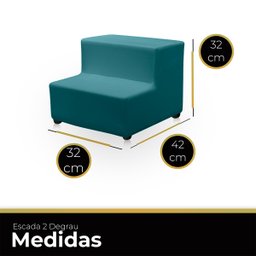 Escada Estofada Escadinha 2 Degraus para Pet Gato Cachorro Subir no Sofá Cama Quarto e Sala Luxo Sue - 5