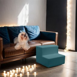 Escada Estofada Escadinha 2 Degraus para Pet Gato Cachorro Subir no Sofá Cama Quarto e Sala Luxo Sue - 2