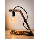 Ver imagem 1 de Luminária Delta, Madeira Maciça Queimada e Verniz Brilhante,127V ,com Designer Moderno e Exclusivo