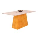 Ver imagem 6 de Conjunto: Mesa Sala Jantar Dulce Tampo Madeirado C/ Vidro Reto 180x90cm e 6 Cadeiras Lia Cedro/off