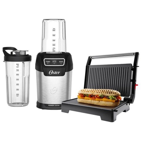 Kit Blender Ultra Power e Mini Grill Elétrico Inox Oster 220v